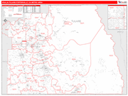 Visalia-Porterville Metro Area Wall Map Red Line Style